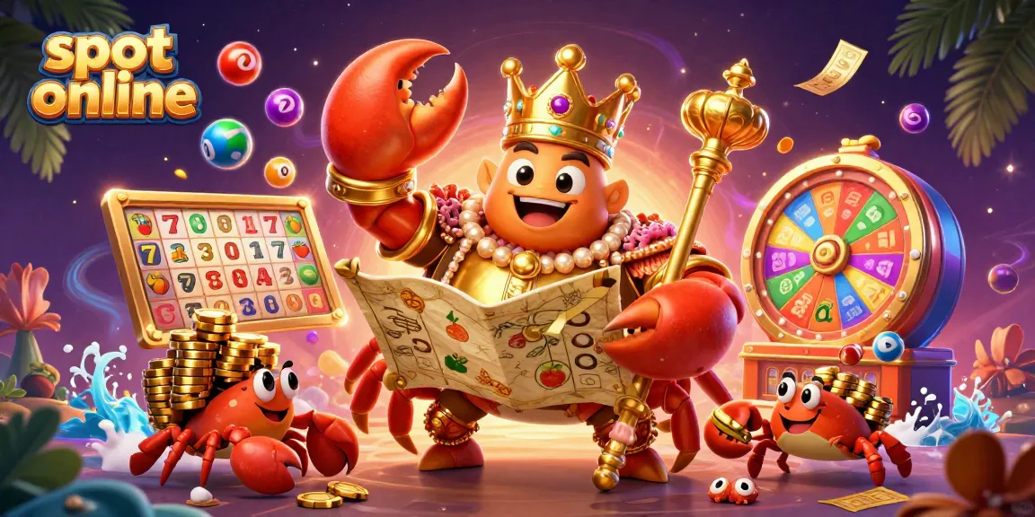 Mainkan slot online yang menarik dengan karakter kepiting emas dan peta harta yang memukau.