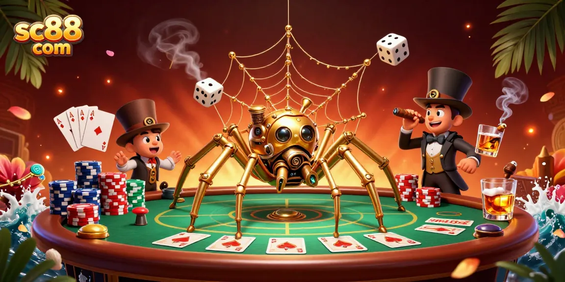 Experience the thrill of sc88 com with steampunk characters and vibrant casino elements in a captivating scene.