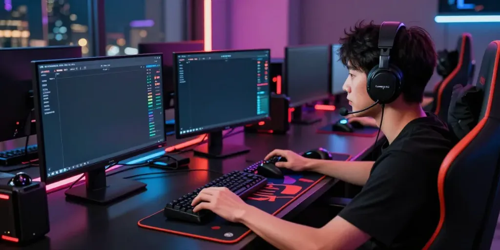 Luxury111 online gaming setup showcasing real-time analytics and player focus.