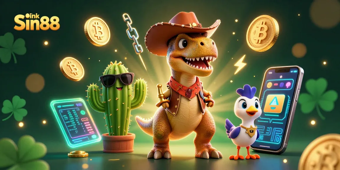 Experience thrilling action at link Sin88 with an exciting 3D gaming adventure illustration.