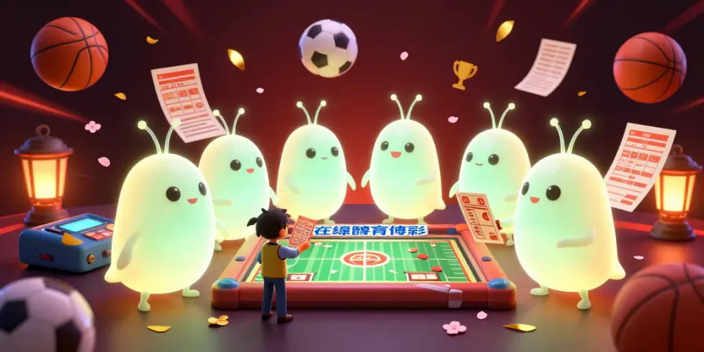 Engage in 在線體育博彩 with vibrant sports betting scene illuminated by glowworms and a bat dealer.